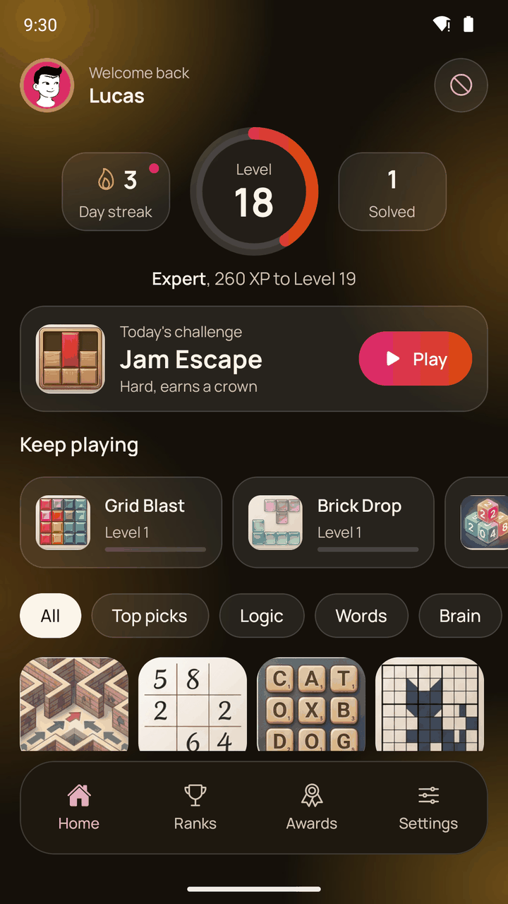 Home in the dark theme